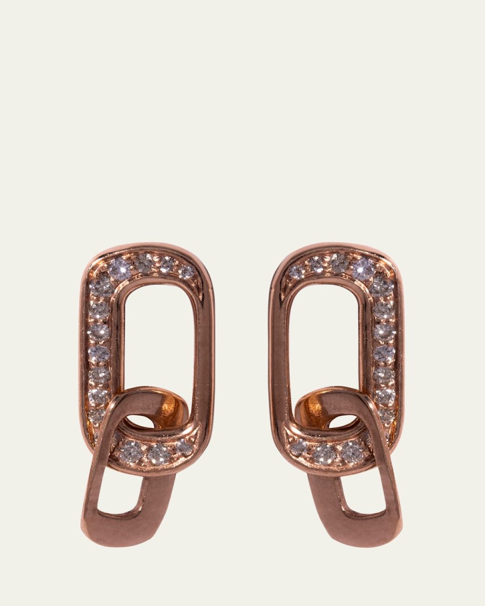 Magic Ceremony 14k Rose Gold Diamond Link Earrings, Pair